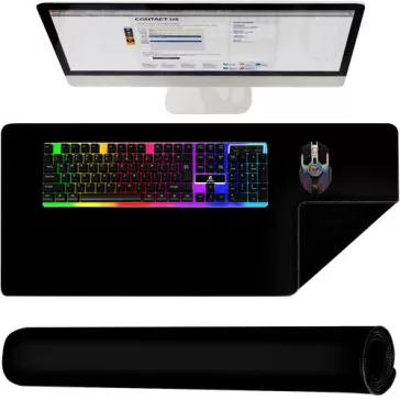 XXL fekete egérpad 90x45 cm méretben, csúszásgátló gamer billentyűzet és egér alátét