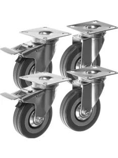 MALATEC 4 darabos forgókerék készlet 75 mm-es átmérővel, 220 kg teherbírással, fékezhető görgőkkel