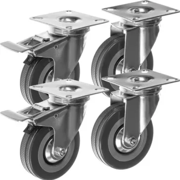 MALATEC 4 darabos forgókerék készlet 75 mm-es átmérővel, 220 kg teherbírással, fékezhető görgőkkel