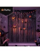 RUHHY fekete fólia függöny 100x200 cm-es méretben, fényes rojtos dekoráció Halloweenre és szilveszterre