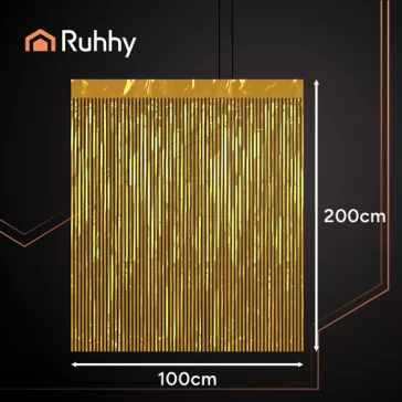 RUHHY arany fólia függöny 100x200 cm-es méretben, csillogó rojtos dekoráció fotóháttérhez