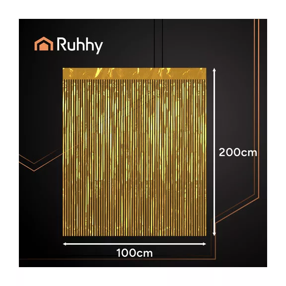RUHHY arany fólia függöny 100x200 cm-es méretben, csillogó rojtos dekoráció fotóháttérhez