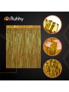 RUHHY arany fólia függöny 100x200 cm-es méretben, csillogó rojtos dekoráció fotóháttérhez