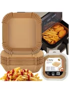 Ruhhy 100 darabos négyzet alakú szilikonos air fryer papírbetét, hőálló 230 fokig