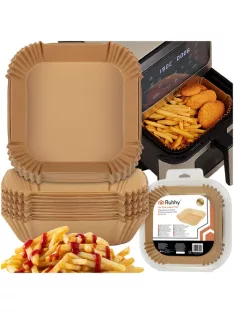 Ruhhy 100 darabos négyzet alakú szilikonos air fryer papírbetét, hőálló 230 fokig