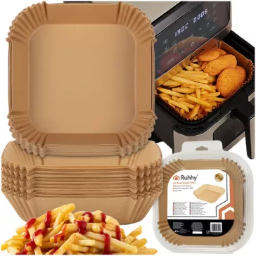 Ruhhy 100 darabos négyzet alakú szilikonos air fryer papírbetét, hőálló 230 fokig