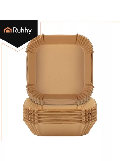 Ruhhy 100 darabos négyzet alakú szilikonos air fryer papírbetét, hőálló 230 fokig