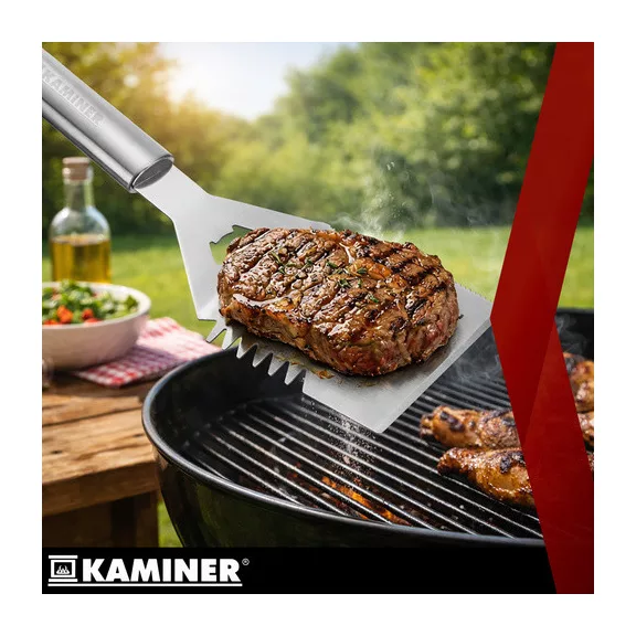 KAMINER 26 db-os rozsdamentes acél grillsütő készlet alumínium bőröndben BBQ grillezéshez