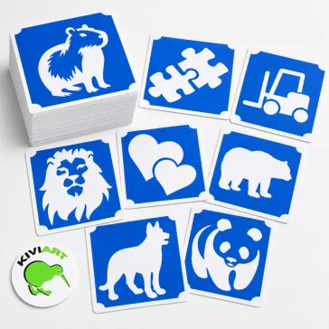 500 különböző Kivi Art 5×5 cm-es csillámtetoválás sablon egy szettben