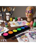 Diamond FX NEON 6 színű arcfesték készlet, professzionális UV-aktív vízbázisú festék, élénk neon színek, blacklight partyra, bőrbarát