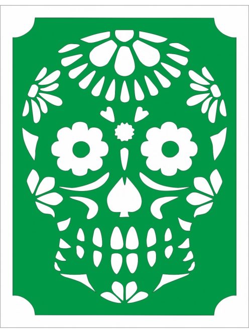 10x8 cm-es Csillám tetoválás sablon -Mexikói cukor koponya 1