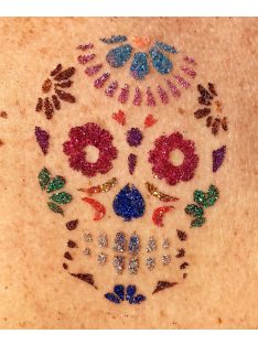 Csillám tetoválás sablon -Mexikói cukor koponya 