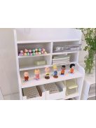 Fehér, préselt habból készült íróasztal-rendező, polcokkal és rekeszekkel írószerek és irodai kellékek tárolására