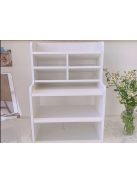 Fehér, préselt habból készült íróasztal-rendező, polcokkal és rekeszekkel írószerek és irodai kellékek tárolására