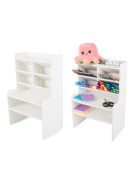 Fehér, préselt habból készült íróasztal-rendező, polcokkal és rekeszekkel írószerek és irodai kellékek tárolására