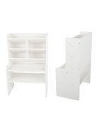 Fehér, préselt habból készült íróasztal-rendező, polcokkal és rekeszekkel írószerek és irodai kellékek tárolására