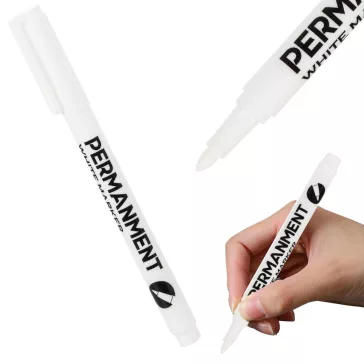 Fehér permanent festékmarker gumiabroncs felújításához, fém és üveg jelöléséhez, 1mm-es hegy