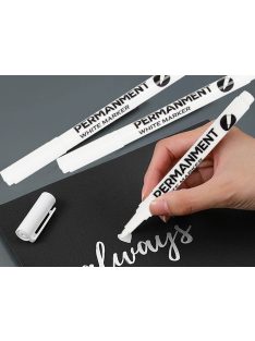 Fehér permanent festékmarker gumiabroncs felújításához, fém és üveg jelöléséhez, 1mm-es hegy