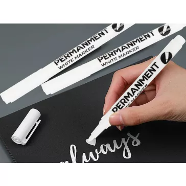 Fehér permanent festékmarker gumiabroncs felújításához, fém és üveg jelöléséhez, 1mm-es hegy