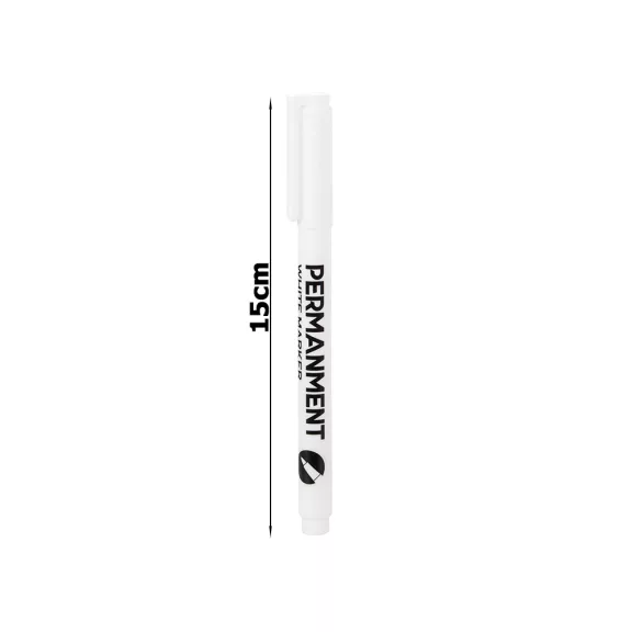 Fehér permanent festékmarker gumiabroncs felújításához, fém és üveg jelöléséhez, 1mm-es hegy