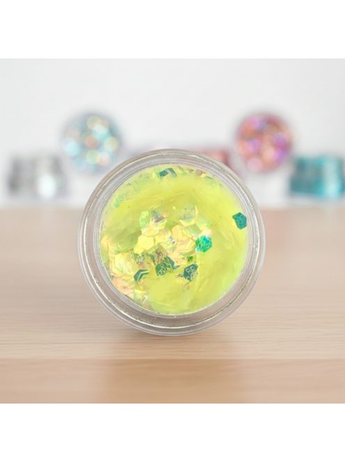 KiviArt Canary Mixed Chunky Csillám GL07 - Élénk Sárga Glitter Sminkhez
