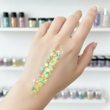 KiviArt Canary Mixed Chunky Csillám GL07 - Élénk Sárga Glitter Sminkhez