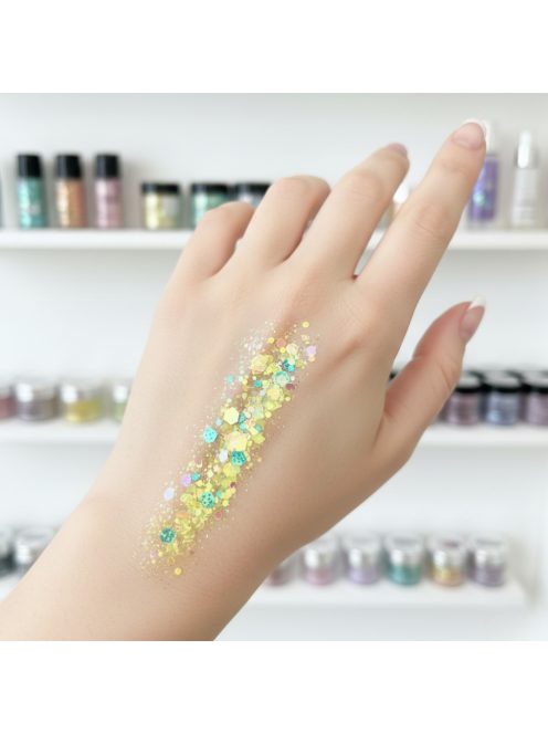 KiviArt Canary Mixed Chunky Csillám GL07 - Élénk Sárga Glitter Sminkhez
