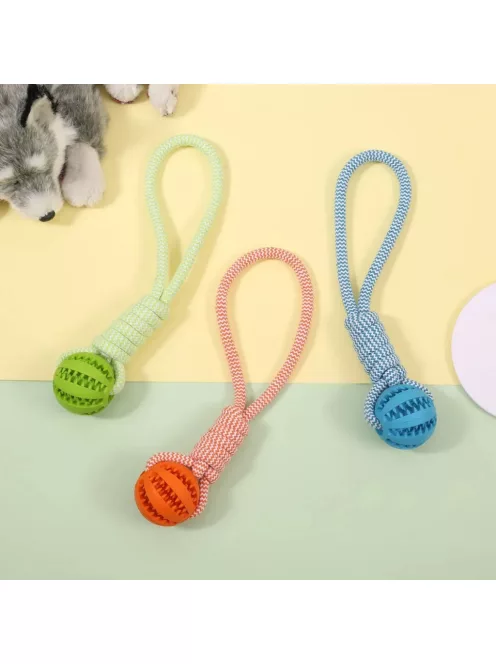 NUXIE gumis, köteles rágóka kutyajáték, 40 cm-es, pamutkötéllel