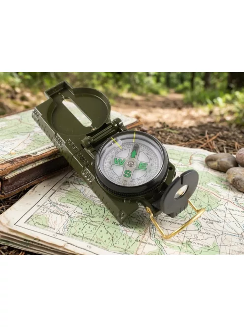 Professzionális fém iránytű zárható házzal és folyadékos tájolóval túrázáshoz