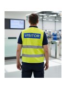 Visitor Látogató Vendég feliratú láthatósági mellény, sárga biztonsági mellény üzemlátogatáshoz, fényvisszaverő azonosító mellény