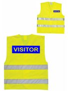 Visitor Látogató Vendég feliratú láthatósági mellény, sárga biztonsági mellény üzemlátogatáshoz, fényvisszaverő azonosító mellény