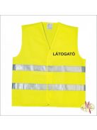 Visitor Látogató Vendég feliratú láthatósági mellény, sárga biztonsági mellény üzemlátogatáshoz, fényvisszaverő azonosító mellény