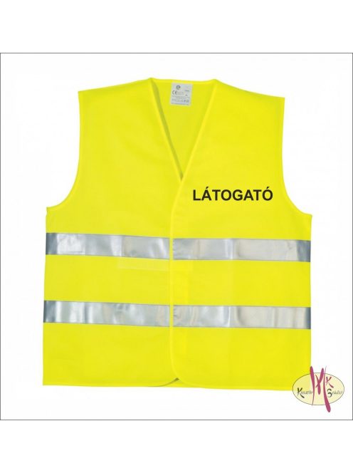 Visitor Látogató Vendég feliratú láthatósági mellény, sárga biztonsági mellény üzemlátogatáshoz, fényvisszaverő azonosító mellény