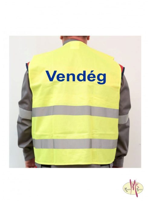 Visitor Látogató Vendég feliratú láthatósági mellény, sárga biztonsági mellény üzemlátogatáshoz, fényvisszaverő azonosító mellény