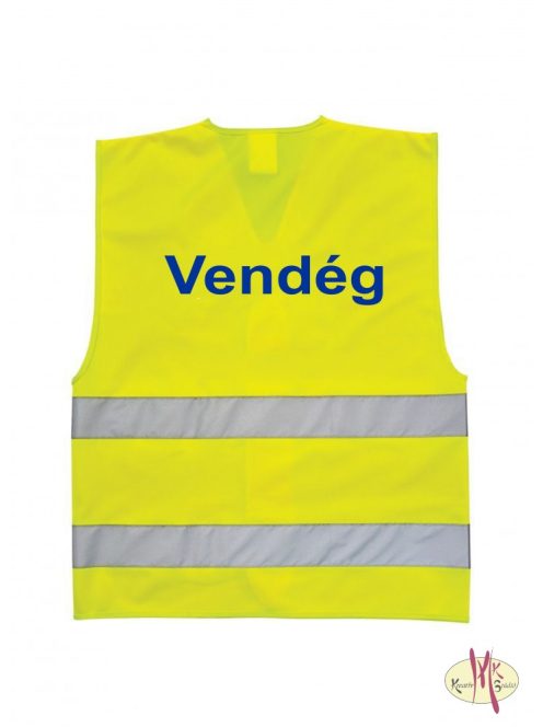 Visitor Látogató Vendég feliratú láthatósági mellény, sárga biztonsági mellény üzemlátogatáshoz, fényvisszaverő azonosító mellény