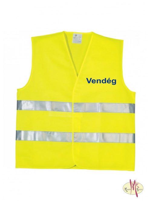 Visitor Látogató Vendég feliratú láthatósági mellény, sárga biztonsági mellény üzemlátogatáshoz, fényvisszaverő azonosító mellény