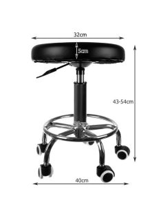 Beautylush fekete fodrászszék lábtámasztó kerékkel, állítható magasságú hidraulikus szék, forgószék szalonokba, műhelyekbe