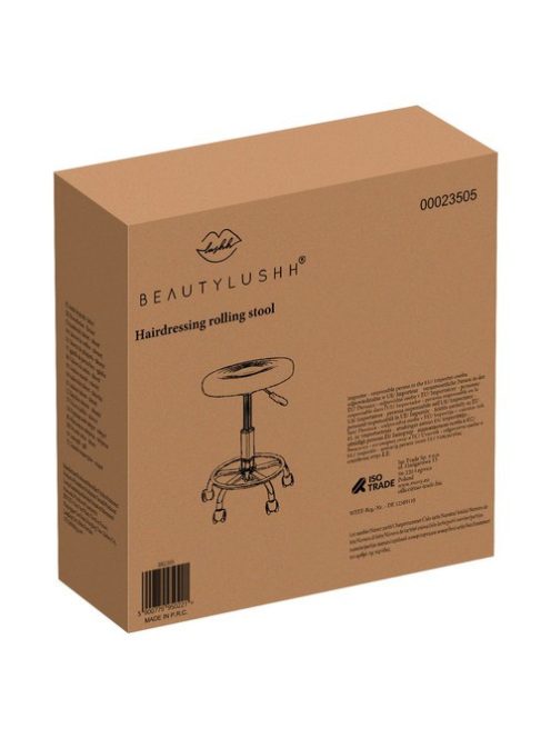 Beautylush fekete fodrászszék lábtámasztó kerékkel, állítható magasságú hidraulikus szék, forgószék szalonokba, műhelyekbe