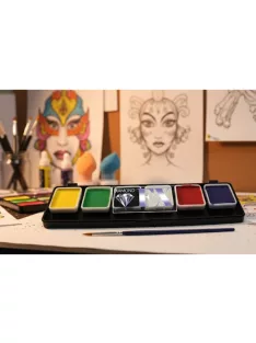 Diamond FX 6 színű arcfesték készlet Alap Színek 6x3g, professzionális vízbázisú festék, élénk színek, kezdőknek is ideális, bőrbarát