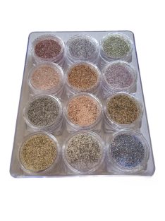 Csillámpor készlet - 12db Holografikus púder színek
