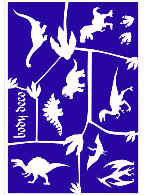 Dinós csillámtetoválás sablon A5 méretben KiviArt