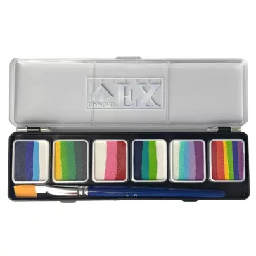 Diamond FX SHINE csíkos arcfesték paletta 6x6g, professzionális "one stroke" festék gyöngyházfényű és csillogó árnyalatokkal, bőrbarát