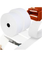 Erős öntapadós fehér tépőzár szalag, 5 méter hosszú és 5 cm széles tekercs.