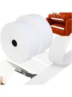 Erős öntapadós fehér tépőzár szalag, 5 méter hosszú és 5 cm széles tekercs.