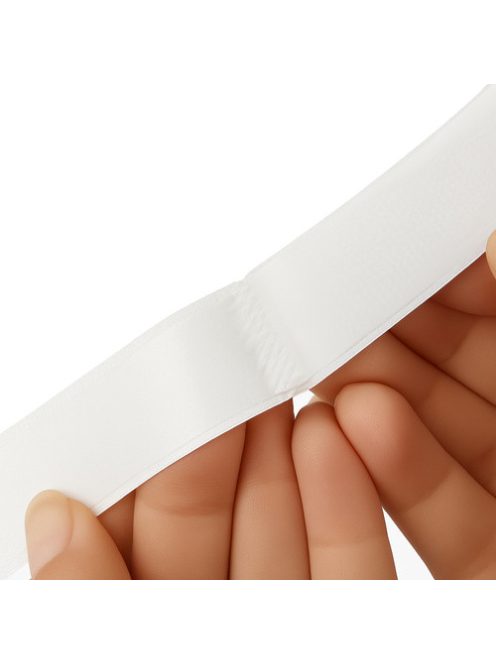 Erős öntapadós fehér tépőzár szalag, 5 méter hosszú és 5 cm széles tekercs.