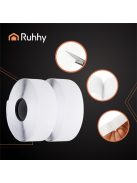 Erős öntapadós fehér tépőzár szalag, 5 méter hosszú és 5 cm széles tekercs.