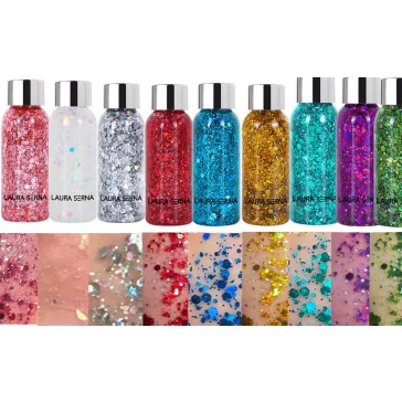 Laura Serna Chunky face and Body glitter gel - Türkiz