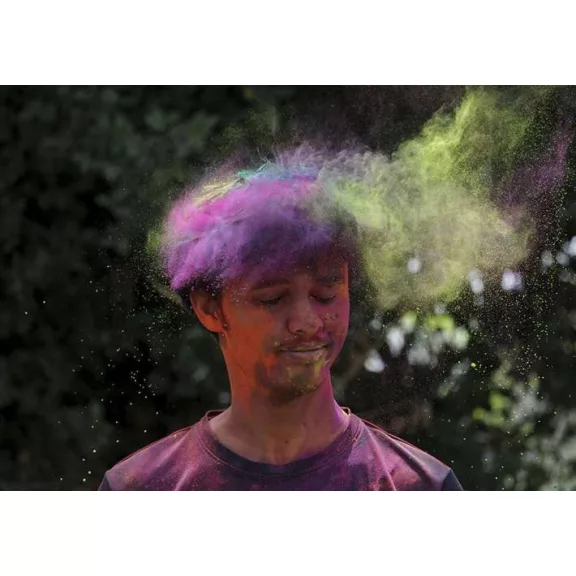 Színes Holi por tasakok (10 különböző színben, egyenként 100g) egy készletben, szórásra készen