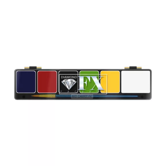 Diamond FX Essential 6 alapszínű arcfesték készlet, professzionális vízbázisú festék, élénk színek, kezdőknek is ideális, bőrbarát