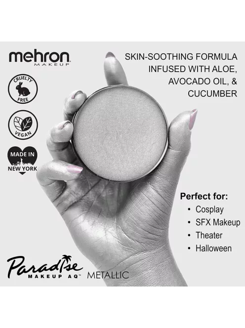 Mehron Paradise Makeup AQ Metallic Silver (40 g) – Fémes ezüst arcfesték, testfesték
